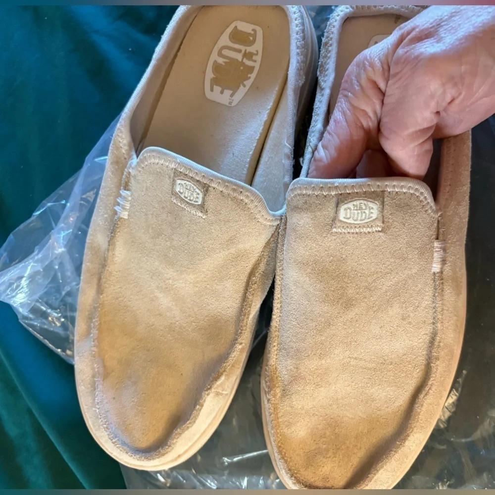 Hey Dude Men's Beige Suede Loafers Men’s pre-love size 12 wide